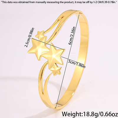 304 Stainless Steel Star Open Hinged Cuff Bangles for Women WG5645C-01-1