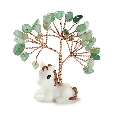 Natural Green Aventurine Chips Tree of Life Decorations DJEW-A017-01J-1