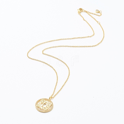 Brass Micro Pave Clear Cubic Zirconia Pendant Necklaces NJEW-J059-01D-1