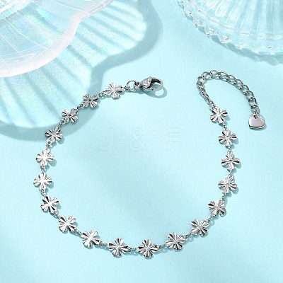 304 Stainless Steel Clover Link Chains Bracelets for Women BJEW-JB13890-1