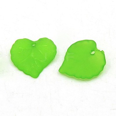 Green Transparent Acrylic Frosted Leaf Pendants X-PL591-6-1