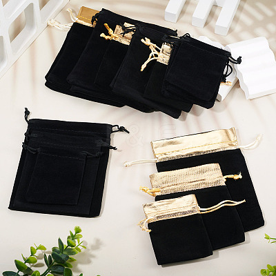 24Pcs 6 Styles Rectangle Velvet Jewelry Drawstring Bags TP-TA0001-08-1