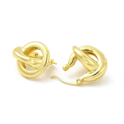 Brass Interlocking Rings Kont Hoop Earrings for Women EJEW-E273-02LG-1
