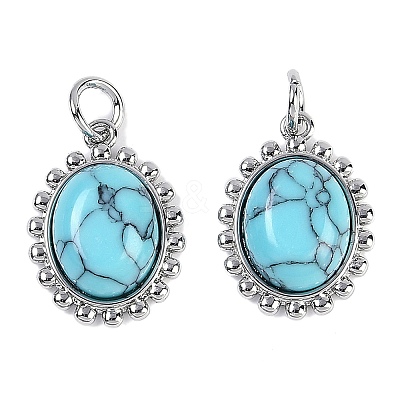 Synthetic Turquoise Oval Pendants KK-U043-46P-B-1