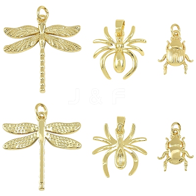 6Pcs 3 Styles Brass Pendants KK-YW0004-44-1