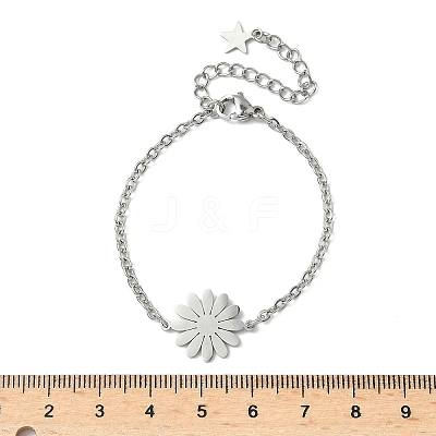 304 Stainless Steel Daisy Link Bracelets BJEW-F500-01P-1