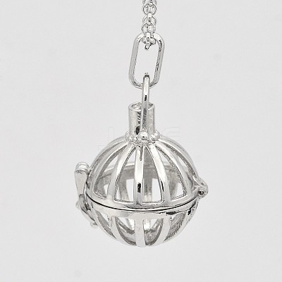 Hollow Brass Cage Pendants KK-D414-06-NR-1