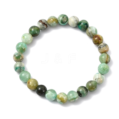 Natural Green Line Jasper Beads Stretch Bracelets for Women Men BJEW-JB13833-1