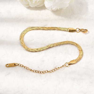 304 Stainless Steel Snake Chains Bracelets for Women BJEW-P395-02G-01-1