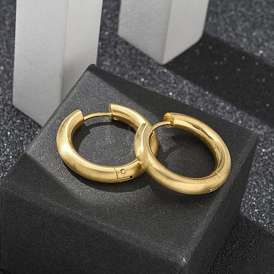 Frosted 304 Stainless Steel Huggie Hoop Earrings for Women EJEW-C096-32G-G-1