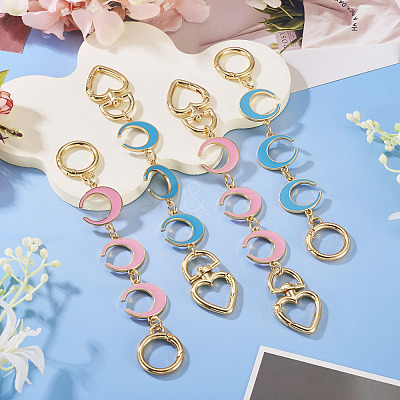 4Pcs 4 Styles Alloy Enamel Moon Link Chain Bag Extension Chains AJEW-TA0003-13-1