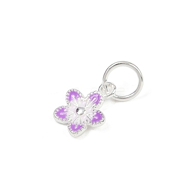 925 Sterling Silver Enamel Flower Charms STER-K183-11S-01-1