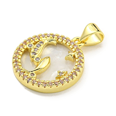 Brass Micro Pave Clear Cubic Zirconia Pendants KK-K354-04G-12-1