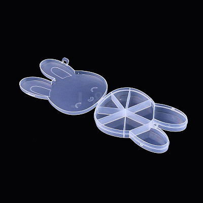 Easter Rabbit 9 Grids Plastic Bead Storage Containers with Hinged Lid CON-T001-07-1