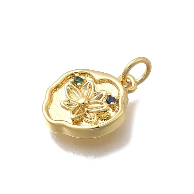 Brass Micro Pave Cubic Zirconia Charms KK-D431-047G-01-1