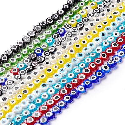 Handmade Evil Eye Lampwork Beads Strands LAMP-F023-B-1
