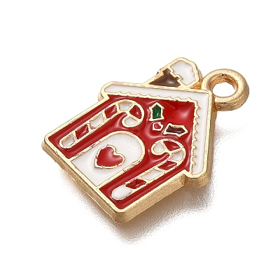 Christmas Theme Alloy Enamel Pendants X-ENAM-S021-03G-1