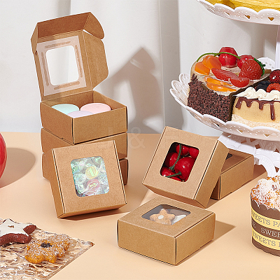 Kraft Paper Gift Box with Visible Window CON-WH0088-74A-1