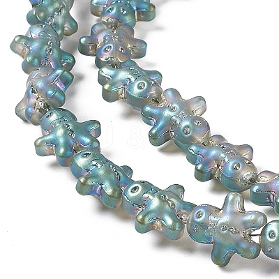Full Rainbow Plated Forsted Electroplate Glass Beads GLAA-P005-FR04-1
