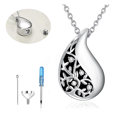304 Stainless Steel Cremation Box Pet Memorial Pendant Cable Chain Necklace PW-WGD4062-01-1