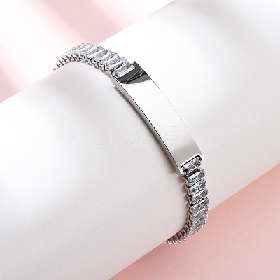 304 Stainless Steel Glass Link Chain Bracelets BJEW-G753-03P-01-1