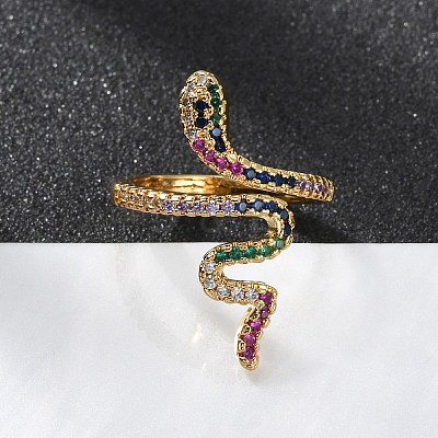 Brass Micro Pave Cubic Zirconia Cuff Rings RJEW-S044-049-1
