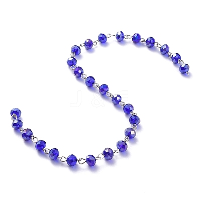Handmade Electroplate Glass Beaded Chains AJEW-JB00529-07-1