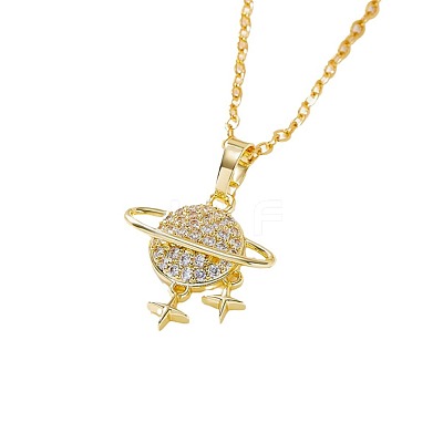 Planet Brass Micro Pave Clear Cubic Zirconia Pendant Necklaces FS-WGFD3F3-01-1
