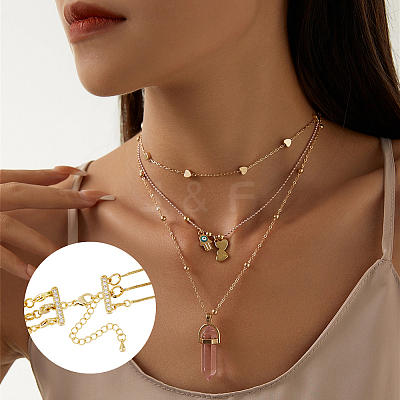 4 Sets Brass Micro Pave Cubic Zirconia Chain Extender KK-HY0003-15-1