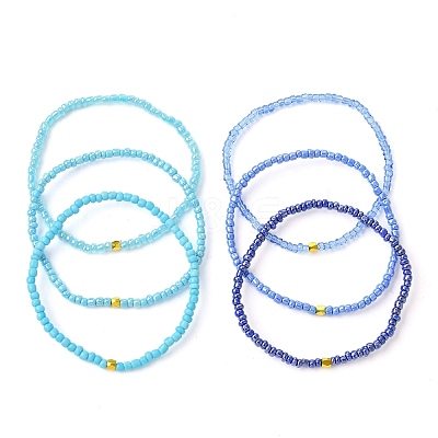Gradient Color Glass Seed Beaded Stretch Bracelet Sets BJEW-MZ00101-01-1