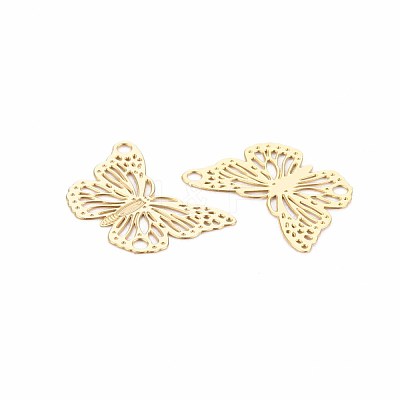 Rack Plating 304 Stainless Steel Filigree Connerctor Charms X-STAS-T057-48G-1
