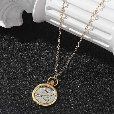 Brass Twelve Constellations Tarot Pendant Necklaces NJEW-Q006-01K-G-1