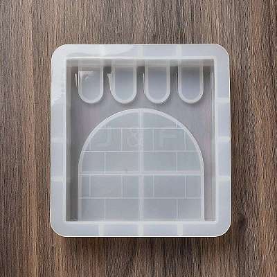 DIY Square with Rampart Pattern Candle Silicone Molds DIY-G113-09B-1