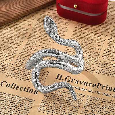 Snake Alloy Open Cuff Bangles for Women BJEW-A027-02P-1