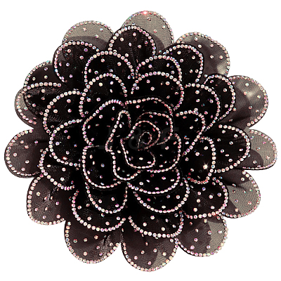 Flower Cloth Rhinestone Broochs JEWB-WH20009-06P-02-1