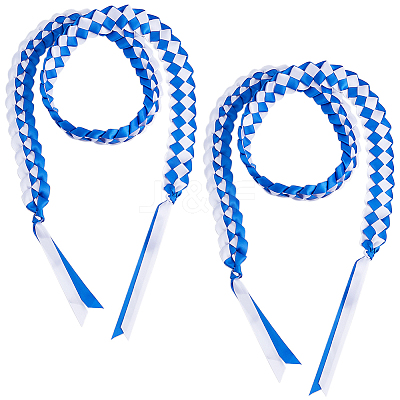 Two Tone Graduation Ribbon Leis FIND-WH0423-78A-1