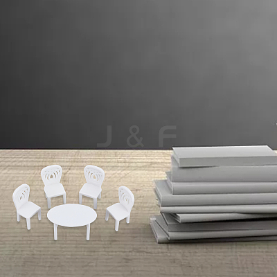 6 Sets 3 Style Mini Plastic Chairs and Table Miniature Display Decorations AJEW-OC0004-12-1