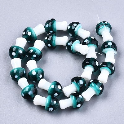 Mushroom Handmade Lampwork Beads Strands LAMP-R116-14-1