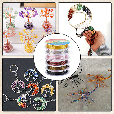 6 Rolls 6 Colors Round Copper Jewelry Wire CWIR-BBC0001-12-1