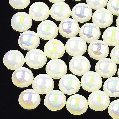 ABS Plastic Imitation Pearl Cabochons OACR-S025-6mm-12-1