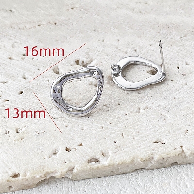 Platinum Brass Stud Earrings Findings PW-WG56141-01-1