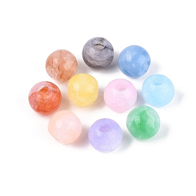 Two Tone Crackle Acrylic European Beads OACR-Q200-05-1