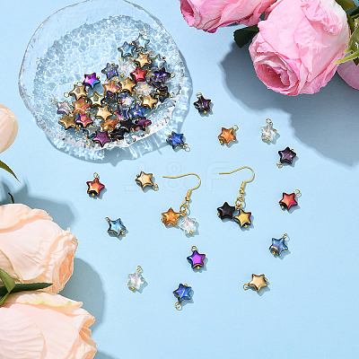 10Pcs Glass Pendants PALLOY-YW00065-01-1
