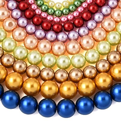 Round Grade A Glass Pearl Beads Strands HY-E001-09-1