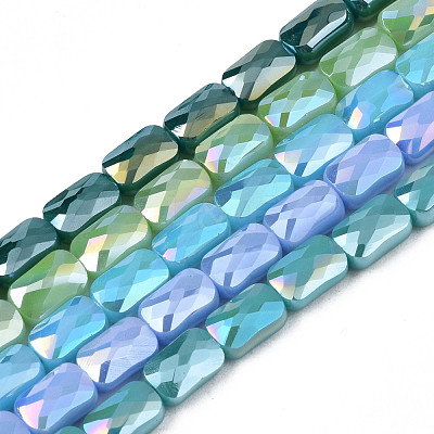 Electroplate Opaque Solid Color Glass Beads Strands EGLA-N002-25-A-1