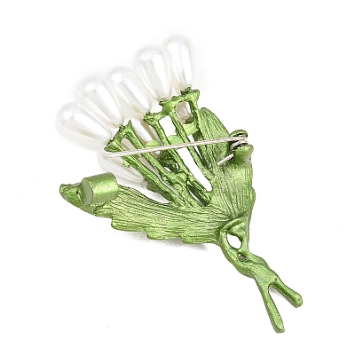 Electroplate Flower Shape Alloy & Imitation Pearl Lapel Pins for Backpack Clothes JEWB-B037-01B-1