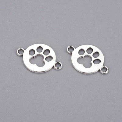 Tibetan Style Flat Round with Dog  Paw Print Alloy Links connectors X-TIBE-Q045-04AS-RS-1