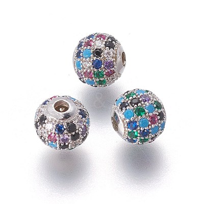 Brass Micro Pave Cubic Zirconia Beads LS-ZIRC-F098-02P-8mm-1