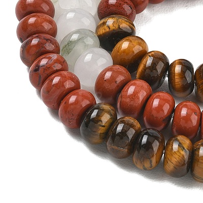 Natural Red Jasper & Tiger Eye & Blue Spot Jasper & Dalmatian Jasper & Topaz Jade & Tianshan Cui Quartzite Beads Strands GG-CBA9281-A08-5x8mm-1