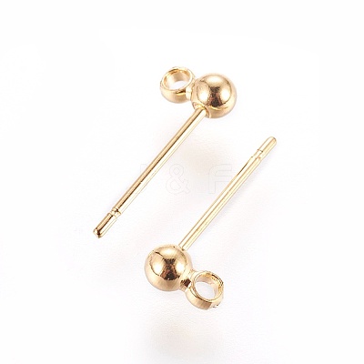 Brass Stud Earring Findings X-KK-I649-09G-NF-1